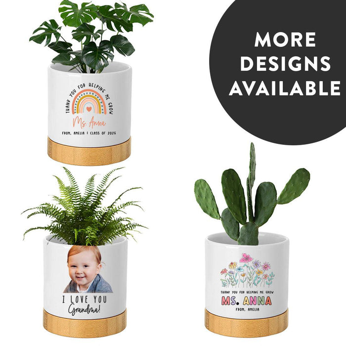 Set of 1 Custom Garden Pot with Photo & Text – Flower Pot with Drainage Hole for Gifts-Set of 1-Andaz Press-Fully Personalized Garden Pot-