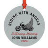 Set of 1 Custom Motorcycle Metal Ornament with Angel Wings Memorial for Christmas Tree-Set of 1-Andaz Press-Riding with Angels-