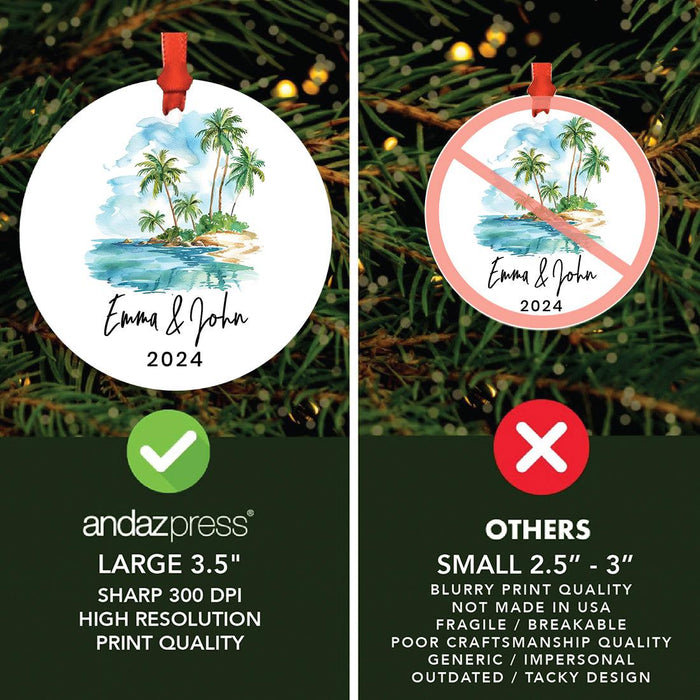 Set of 1 Custom Starfish Metal Ornament for Christmas Tree Includes Ribbon & Gift Bag-Set of 1-Andaz Press-Palm Trees & Island-