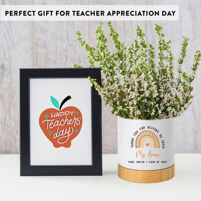 Set of 1 Custom Teacher Flower Pot with Drainage – Teacher Appreciation, Thank You Gift-Set of 1-andaz Press-Teacher Flower Pot-