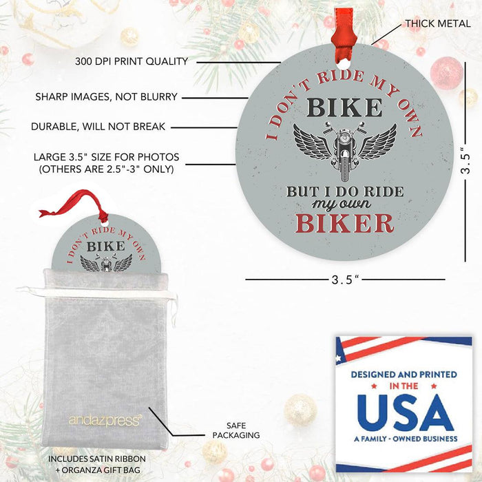 Set of 1 Motorcycle Metal Ornament with Handlebar for Christmas Tree Unique Holiday Decor-Set of 1-Andaz Press-I Don't Ride My Own Bike-