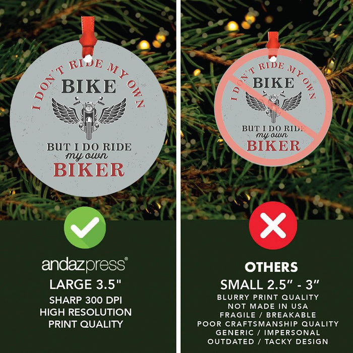 Set of 1 Motorcycle Metal Ornament with Handlebar for Christmas Tree Unique Holiday Decor-Set of 1-Andaz Press-I Don't Ride My Own Bike-