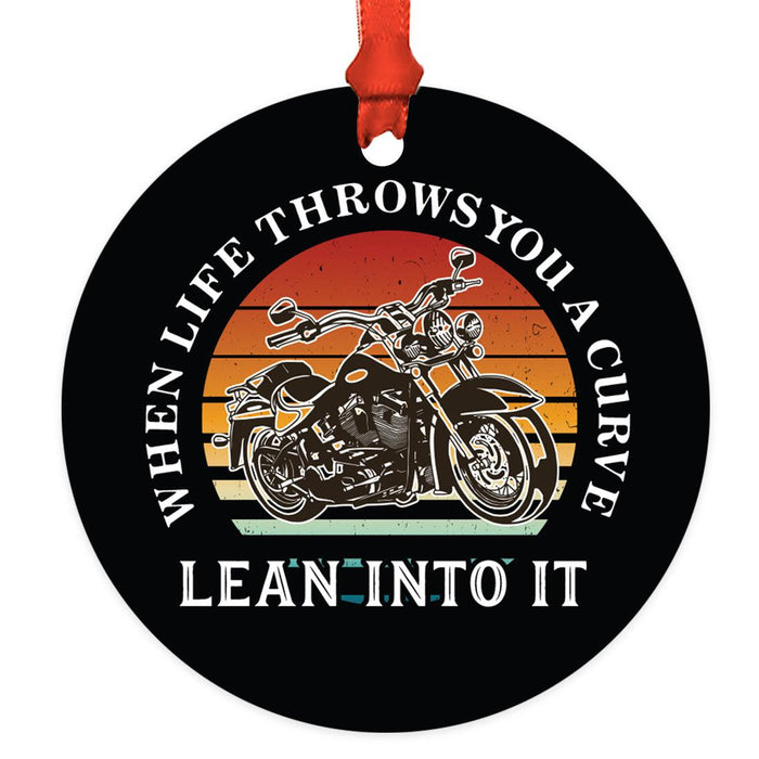 Set of 1 Motorcycle Metal Ornament with Handlebar for Christmas Tree Unique Holiday Decor-Set of 1-Andaz Press-Lean Into It-