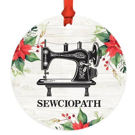 Set of 1 Sewing Machine Metal Ornament, Sewciopath Gift, Christmas Ornament for Mom-Set of 1-Andaz Press-