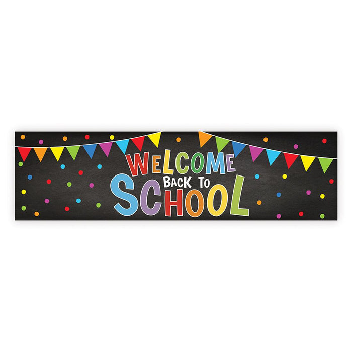 Set of 1 Welcome Back to School Banner | Classroom Door & First Day Decorations, Horizontal Backdrop Sign-Set of 1-Andaz Press-Horizontal Pennant Flags-