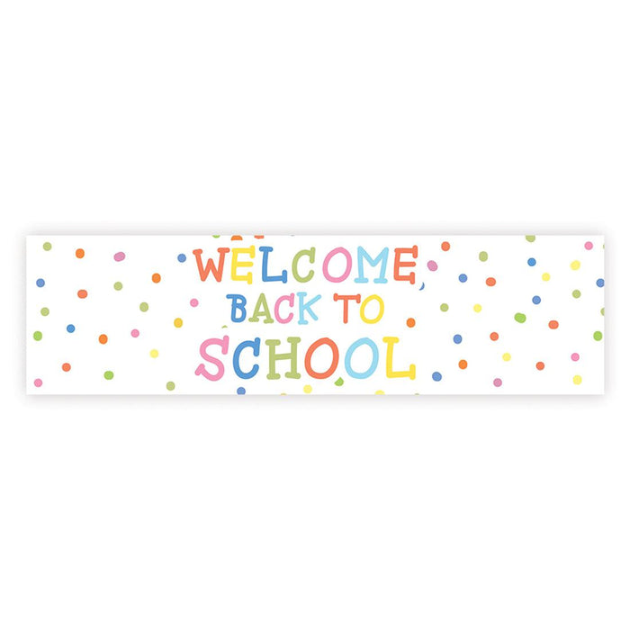 Set of 1 Welcome Back to School Banner | Classroom Door & First Day Decorations, Horizontal Backdrop Sign-Set of 1-Andaz Press-Horizontal Polka Dots-