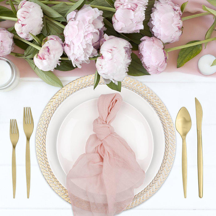 Set of 10 Gauze Cheesecloth Napkins For Wedding Table Decorations, Reception Table Settings-Set of 10-Koyal Wholesale-Mauve-