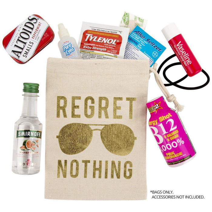 Set of 10 Gold Foil Regret Nothing Hangover Recovery Kit Bags-Set of 10-Andaz Press-