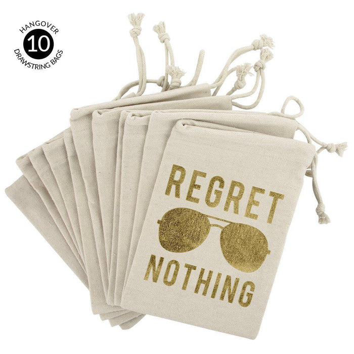 Set of 10 Gold Foil Regret Nothing Hangover Recovery Kit Bags-Set of 10-Andaz Press-