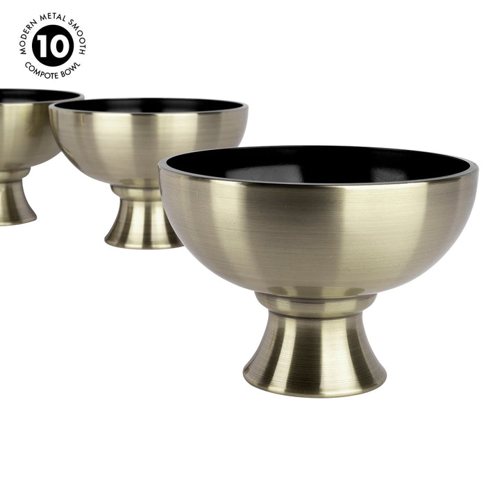 Set of 10 Modern Metal Smooth Compote Bowl-Set of 10-Koyal Wholesale-Antique Brass-