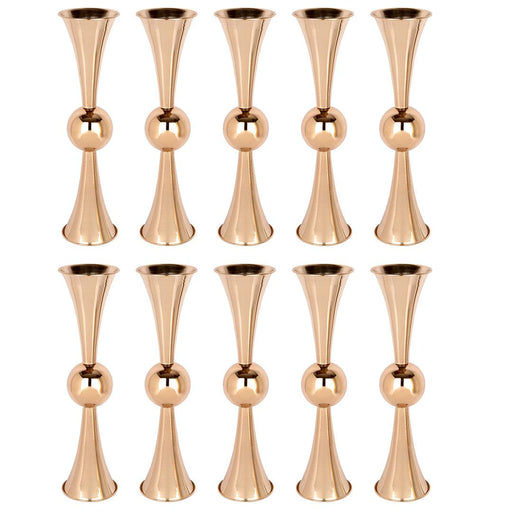 Set of 10 Modern Metal Trumpet Vases for Centerpieces-Set of 10-Koyal Wholesale-Metallic Copper-