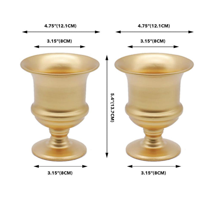 Set of 10 Petite Urn Metal Trumpet Vases-Set of 10-Koyal Wholesale-Gold-