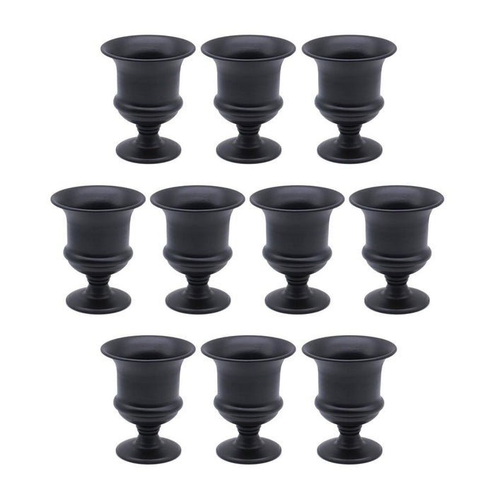 Set of 10 Petite Urn Metal Trumpet Vases-Set of 10-Koyal Wholesale-Black-