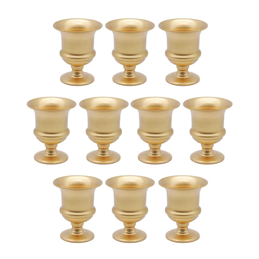 Set of 10 Petite Urn Metal Trumpet Vases-Set of 10-Koyal Wholesale-Gold-