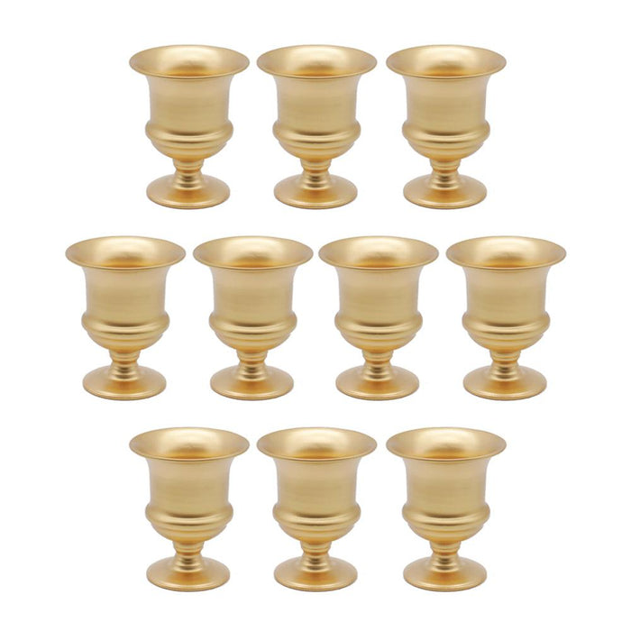 Set of 10 Petite Urn Metal Trumpet Vases-Set of 10-Koyal Wholesale-Gold-