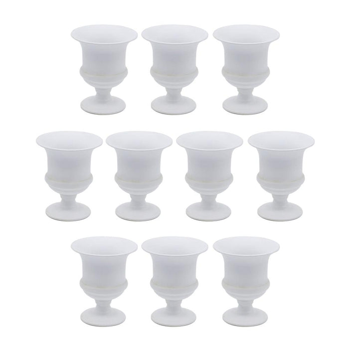 Set of 10 Petite Urn Metal Trumpet Vases-Set of 10-Koyal Wholesale-White-