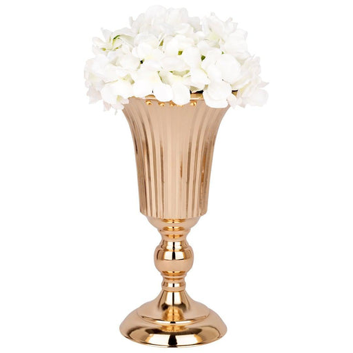 Set of 10 Ribbed Metal Compote Trumpet Vase-Set of 1-Koyal Wholesale-Copper-