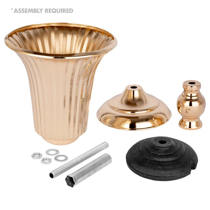 Set of 10 Ribbed Metal Compote Trumpet Vase-Set of 1-Koyal Wholesale-Copper-