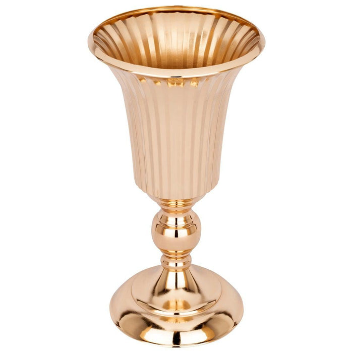 Set of 10 Ribbed Metal Compote Trumpet Vase-Set of 1-Koyal Wholesale-Copper-