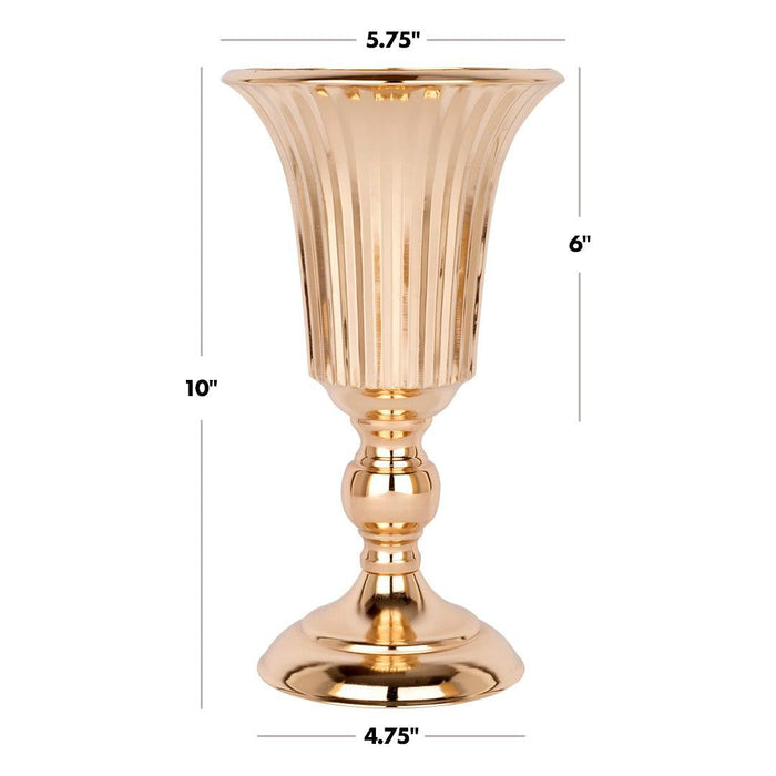 Set of 10 Ribbed Metal Compote Trumpet Vase-Set of 1-Koyal Wholesale-Copper-