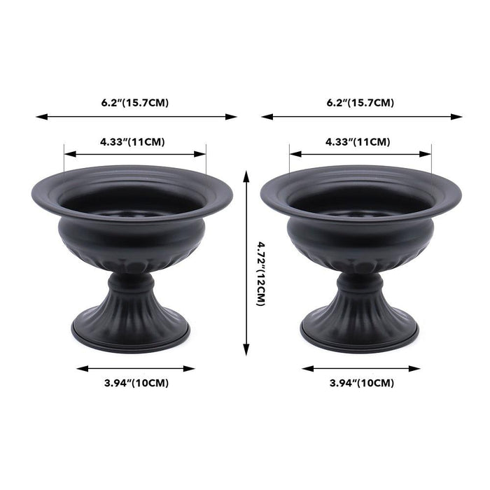 Set of 10 Ribbed Pedestal Decorative Bowl, Compote Centerpiece Vase-Set of 10-Koyal Wholesale-Black-