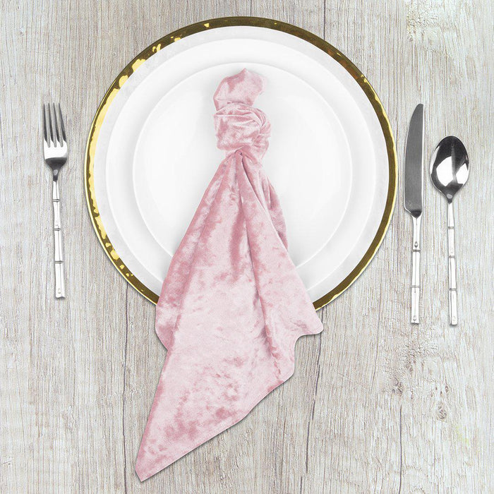 Set of 10 Velvet Napkins For Wedding Table Decorations, Reception Table Settings, Home Décor, High-Quality Catering Linens-Set of 10-Koyal Wholesale-Blush Pink-