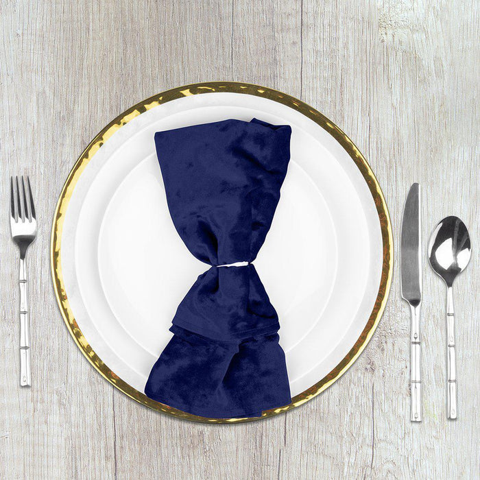 Set of 10 Velvet Napkins For Wedding Table Decorations, Reception Table Settings, Home Décor, High-Quality Catering Linens-Set of 10-Koyal Wholesale-Navy Blue-