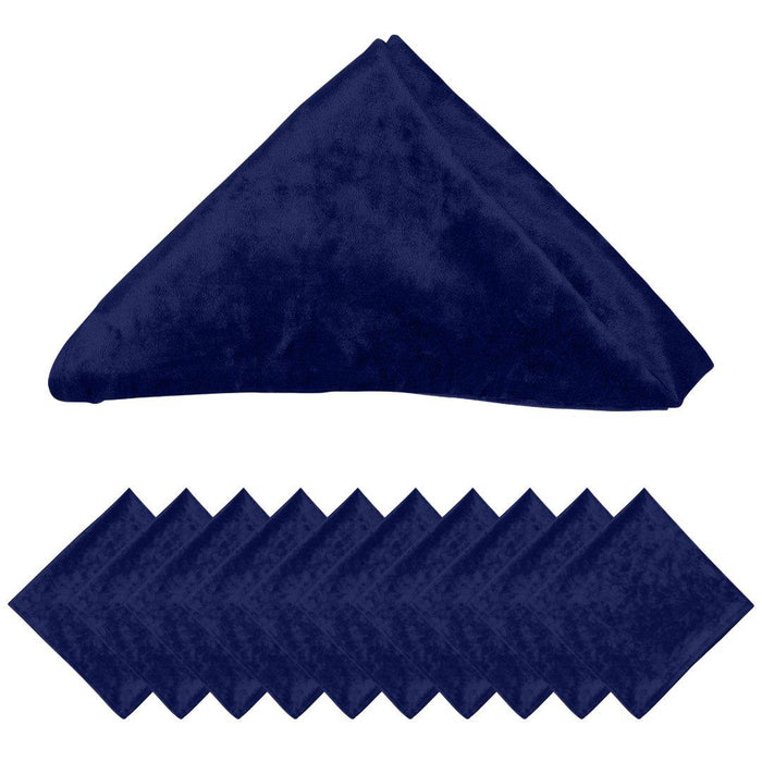 Set of 10 Velvet Napkins For Wedding Table Decorations, Reception Table Settings, Home Décor, High-Quality Catering Linens-Set of 10-Koyal Wholesale-Navy Blue-