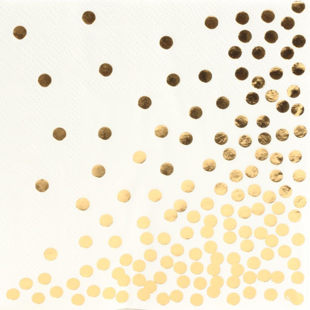 Set of 100 Polka Dot Foil Beverage Napkins-Set of 100-Andaz Press-Gold-