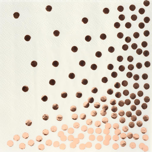 Set of 100 Polka Dot Foil Beverage Napkins-Set of 100-Andaz Press-Rose Gold-