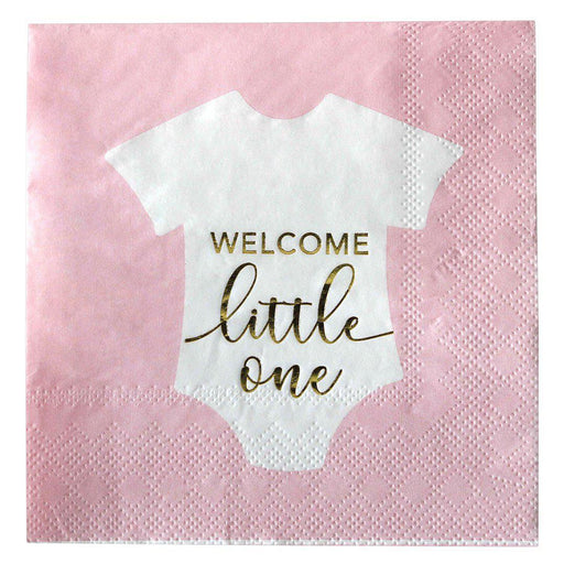 Set of 100 Real Gold Foil Scripted Welcome Little One Cocktail Napkins-Set of 100-Andaz Press-