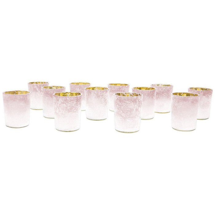 Set of 12 2.6" Tall Frosted Ombre Mercury Glass Votive Candle Holders Bulk Pack-Koyal Wholesale-White-Set of 1 (12 PC)-