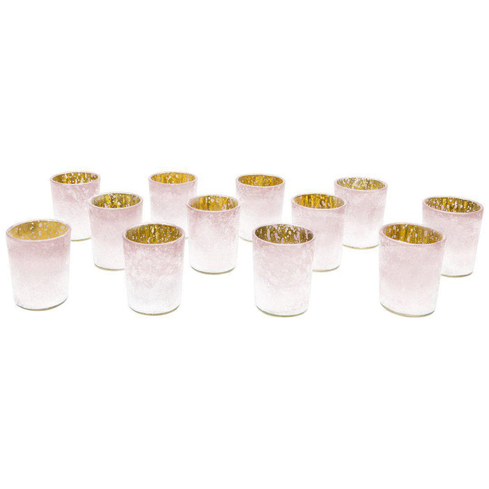 Set of 12 2.6" Tall Frosted Ombre Mercury Glass Votive Candle Holders Bulk Pack-Koyal Wholesale-White-Set of 1 (12 PC)-