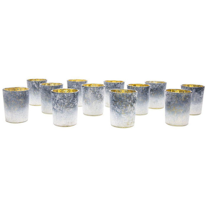 Set of 12 2.6" Tall Frosted Ombre Mercury Glass Votive Candle Holders Bulk Pack-Koyal Wholesale-White-Set of 1 (12 PC)-