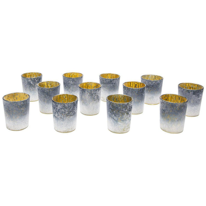 Set of 12 2.6" Tall Frosted Ombre Mercury Glass Votive Candle Holders Bulk Pack-Koyal Wholesale-White-Set of 1 (12 PC)-