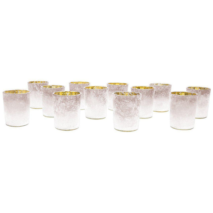 Set of 12 2.6" Tall Frosted Ombre Mercury Glass Votive Candle Holders Bulk Pack-Koyal Wholesale-White-Set of 1 (12 PC)-