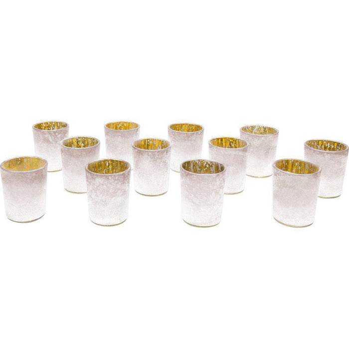 Set of 12 2.6" Tall Frosted Ombre Mercury Glass Votive Candle Holders Bulk Pack-Koyal Wholesale-White-Set of 1 (12 PC)-