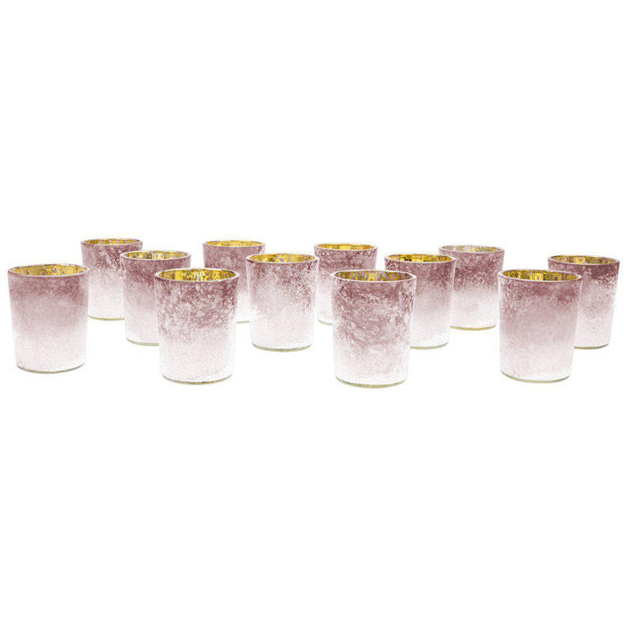 Set of 12 2.6" Tall Frosted Ombre Mercury Glass Votive Candle Holders Bulk Pack-Koyal Wholesale-White-Set of 1 (12 PC)-