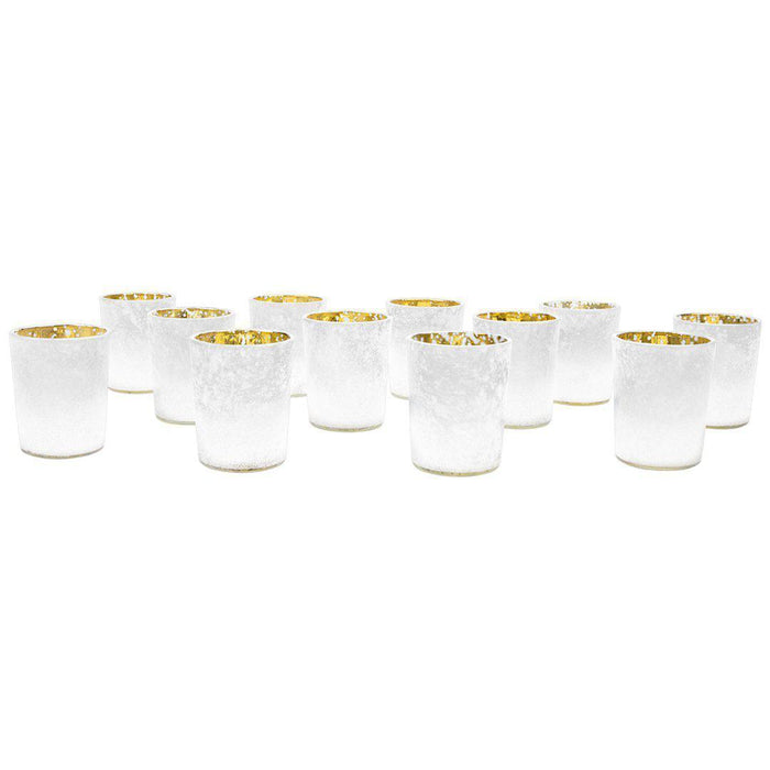 Set of 12 2.6" Tall Frosted Ombre Mercury Glass Votive Candle Holders Bulk Pack-Koyal Wholesale-White-Set of 1 (12 PC)-