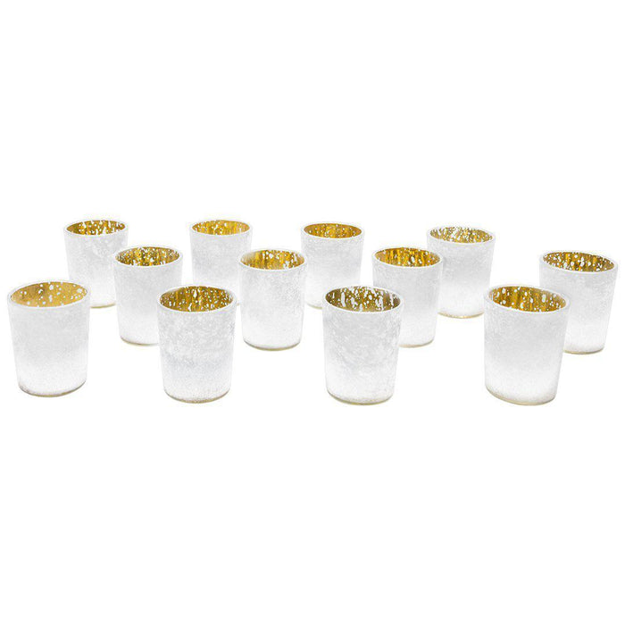 Set of 12 2.6" Tall Frosted Ombre Mercury Glass Votive Candle Holders Bulk Pack-Koyal Wholesale-White-Set of 1 (12 PC)-