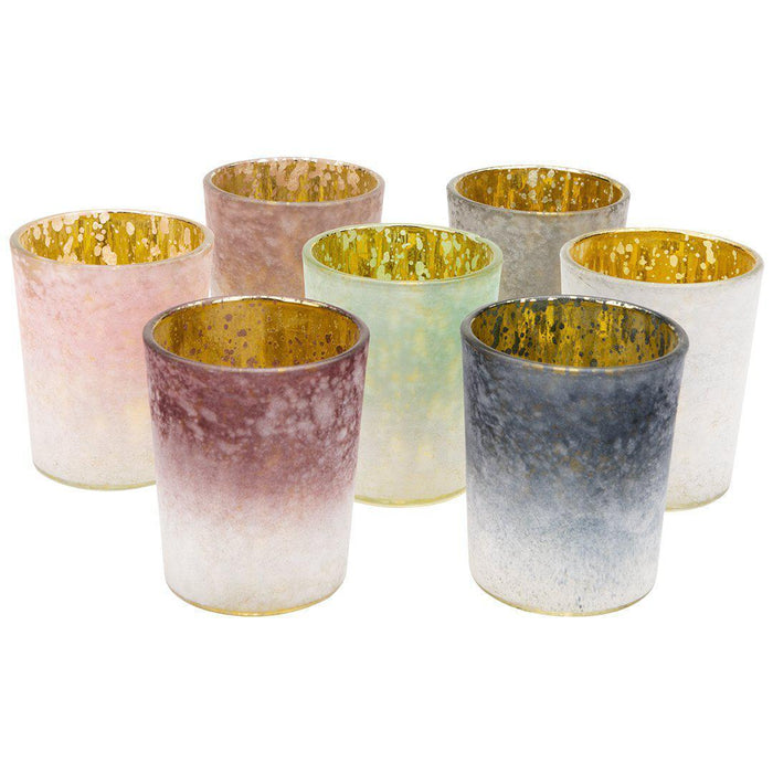 Set of 12 2.6" Tall Frosted Ombre Mercury Glass Votive Candle Holders Bulk Pack-Koyal Wholesale-White-Set of 1 (12 PC)-