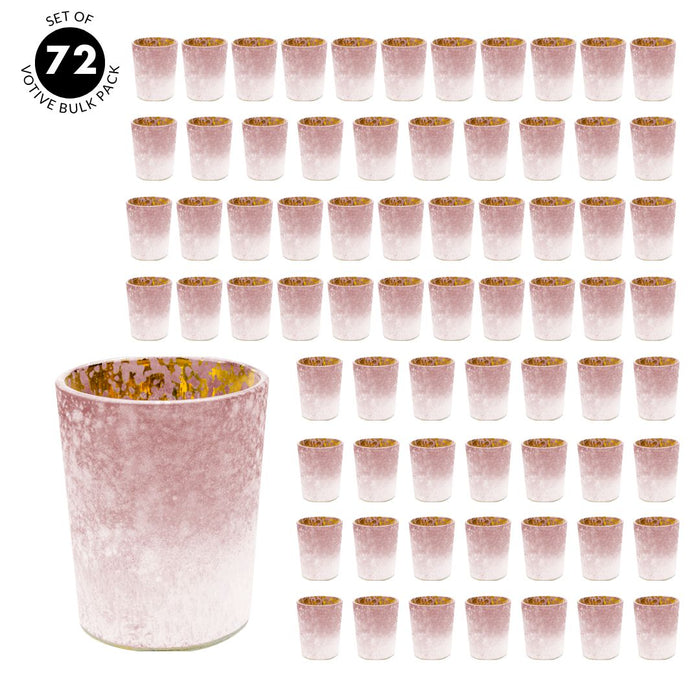 Set of 12 2.6" Tall Frosted Ombre Mercury Glass Votive Candle Holders Bulk Pack-Koyal Wholesale-Burgundy-Set of 6 (72 PC)-