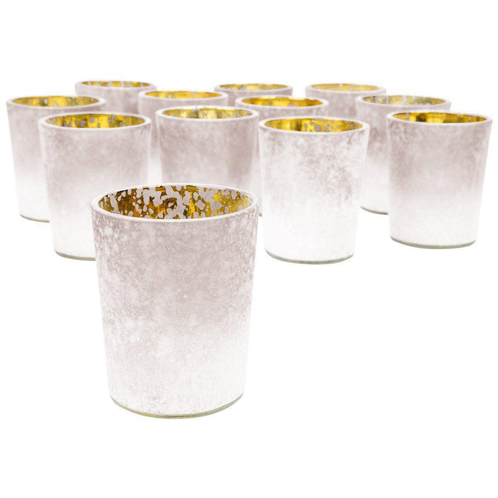 Set of 12 2.6" Tall Frosted Ombre Mercury Glass Votive Candle Holders Bulk Pack-Koyal Wholesale-Mauve-Set of 1 (12 PC)-