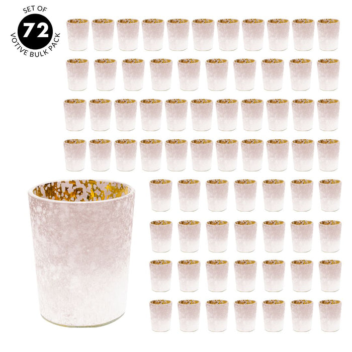 Set of 12 2.6" Tall Frosted Ombre Mercury Glass Votive Candle Holders Bulk Pack-Koyal Wholesale-Mauve-Set of 6 (72 PC)-