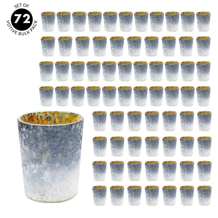 Set of 12 2.6" Tall Frosted Ombre Mercury Glass Votive Candle Holders Bulk Pack-Koyal Wholesale-Navy Blue-Set of 6 (72 PC)-