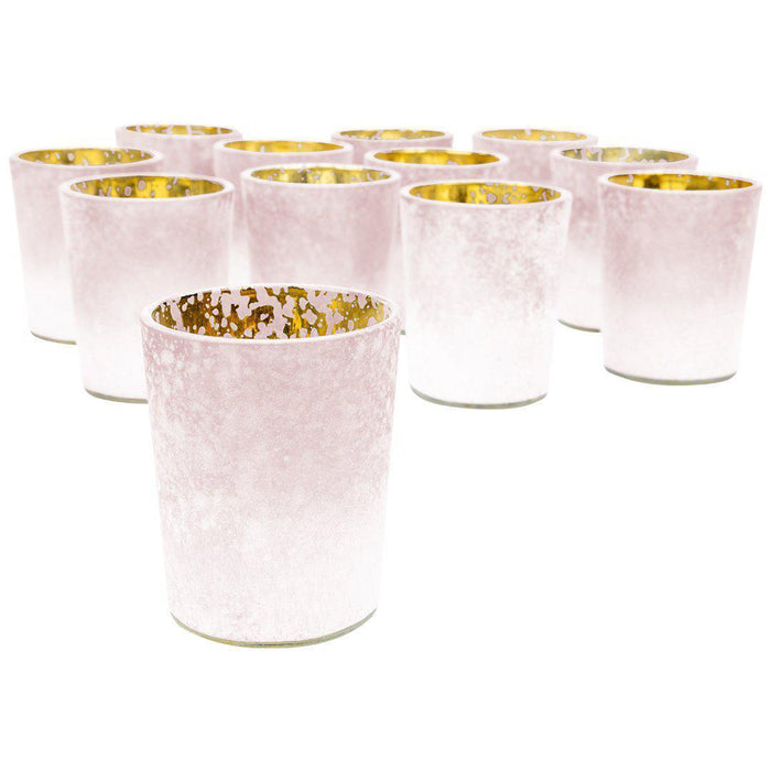 Set of 12 2.6" Tall Frosted Ombre Mercury Glass Votive Candle Holders Bulk Pack-Koyal Wholesale-Pink-Set of 1 (12 PC)-