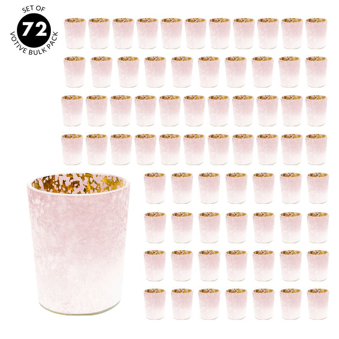 Set of 12 2.6" Tall Frosted Ombre Mercury Glass Votive Candle Holders Bulk Pack-Koyal Wholesale-Pink-Set of 6 (72 PC)-