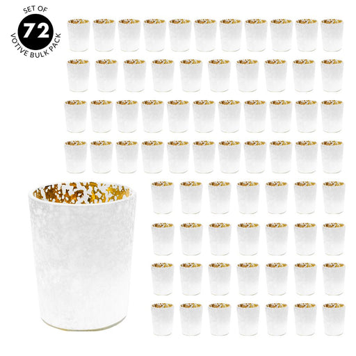 Set of 12 2.6" Tall Frosted Ombre Mercury Glass Votive Candle Holders Bulk Pack-Koyal Wholesale-White-Set of 6 (72 PC)-