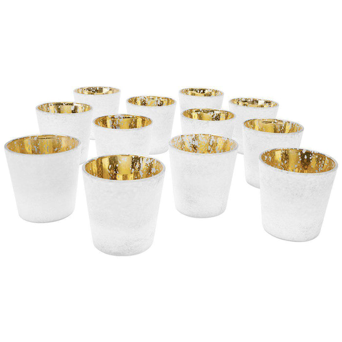 Set of 12 3" Frosted Ombre Mercury Glass Votive Candle Holders Bulk Pack-Koyal Wholesale-White-Set of 1 (12 PC)-