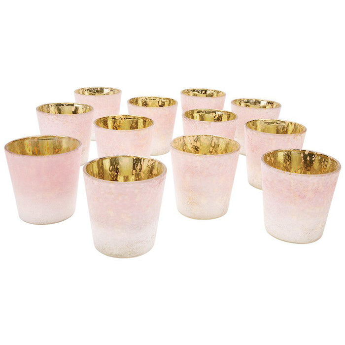 Set of 12 3" Frosted Ombre Mercury Glass Votive Candle Holders Bulk Pack-Koyal Wholesale-White-Set of 1 (12 PC)-